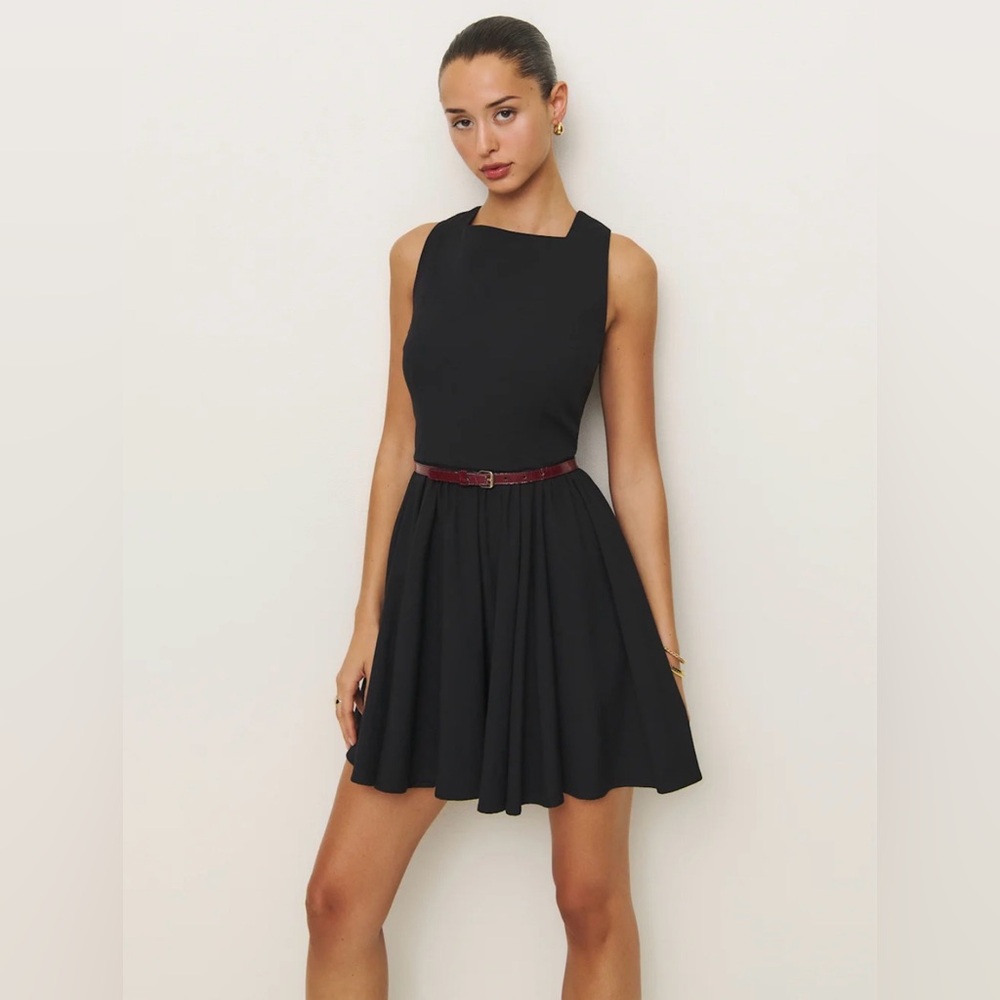 Reformation Black Sleeveless Fit-and-Flare Dress